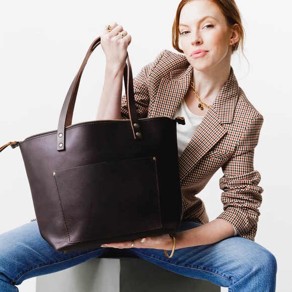 Portland Leather Bags Portland Leather Company Zipper Top Tote Bag